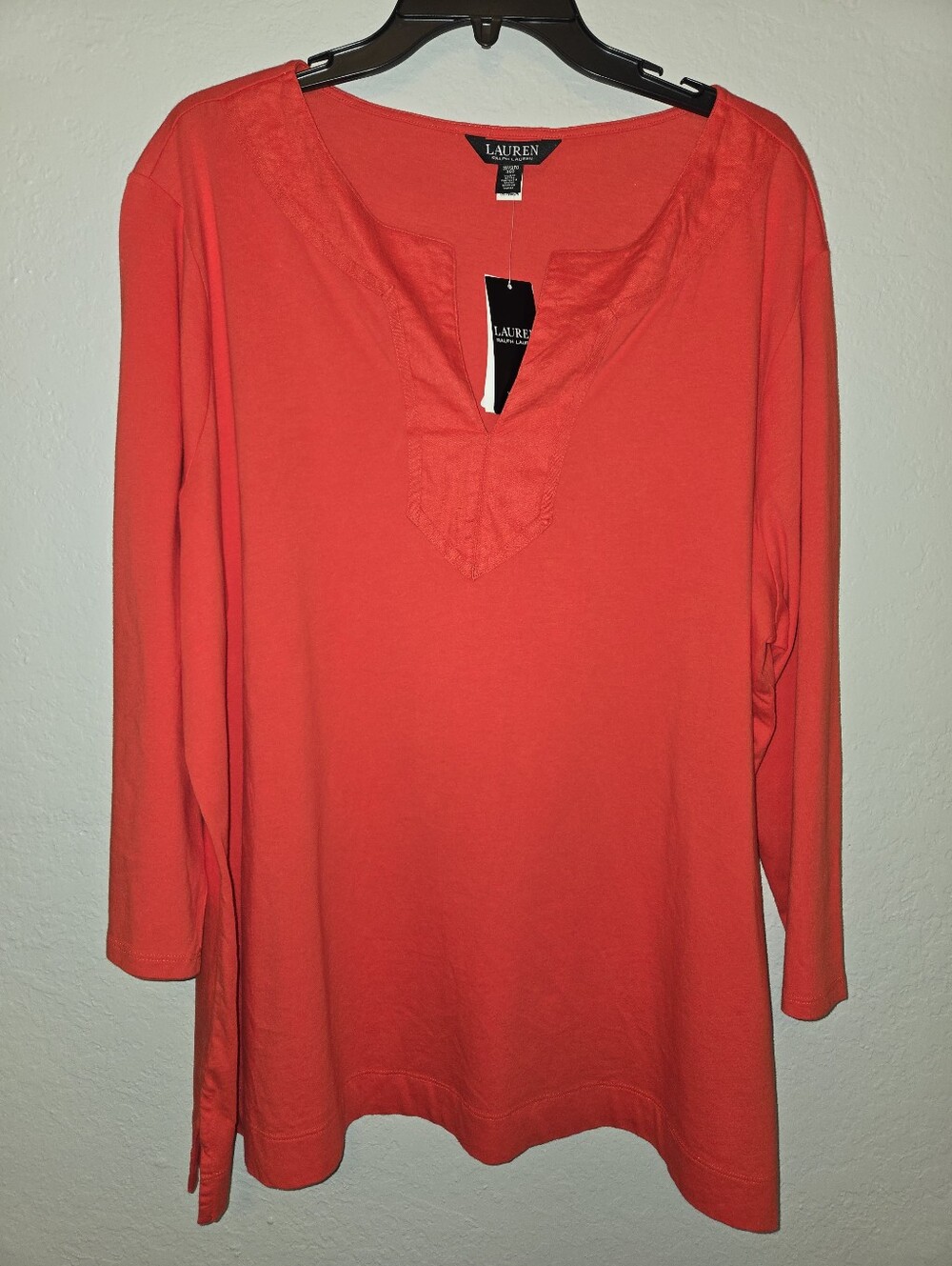 Lauren Ralph Lauren's plus size soft tunic is crafted from cotton, Coral - Picture 2 of 3